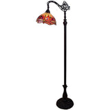 61" Brown Traditional Shaped Floor Lamp With Red Yellow And Brown Stained Glass Dome Shade - Homeroots - Flyclothing LLC