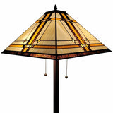 62" Brown Two Lights Traditional Shaped Floor Lamp With Brown And White Stained Glass Cone Shade - Homeroots - Flyclothing LLC