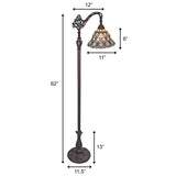 62" Brown Traditional Shaped Floor Lamp With White Stained Glass Bowl Shade - Homeroots