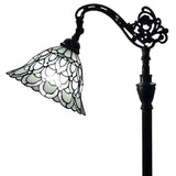 62" Brown Traditional Shaped Floor Lamp With White Stained Glass Bowl Shade - Homeroots