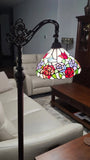 72" Brown Traditional Shaped Floor Lamp With White And Red Stained Glass Bowl Shade - Homeroots