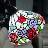 72" Brown Traditional Shaped Floor Lamp With White And Red Stained Glass Bowl Shade - Homeroots