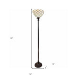 62" Brown Traditional Shaped Floor Lamp With White Stained Glass Bowl Shade - Homeroots - Flyclothing LLC