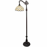 62" Brown Traditional Shaped Floor Lamp With White Stained Glass Bowl Shade - Homeroots