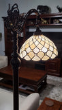 62" Brown Traditional Shaped Floor Lamp With White Stained Glass Bowl Shade - Homeroots