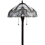 62" Brown Two Light Torchiere Floor Lamp With White Fleur De Lis Stained Glass Dome Shade - Homeroots - Flyclothing LLC