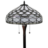 62" Brown Two Light Traditional Shaped Floor Lamp With White Stained Glass Bowl Shade - Homeroots