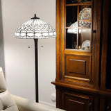 62" Brown Two Light Traditional Shaped Floor Lamp With White Stained Glass Bowl Shade - Homeroots