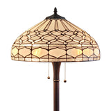 62" Brown Two Light Traditional Shaped Floor Lamp With White Stained Glass Bowl Shade - Homeroots