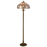 63" Brown Two Light Traditional Shaped Floor Lamp With White Stained Glass Bowl Shade - Homeroots - Flyclothing LLC