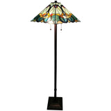 62" Brown Two Light Traditional Shaped Floor Lamp With Brown And Blue Stained Glass Cone Shade - Homeroots