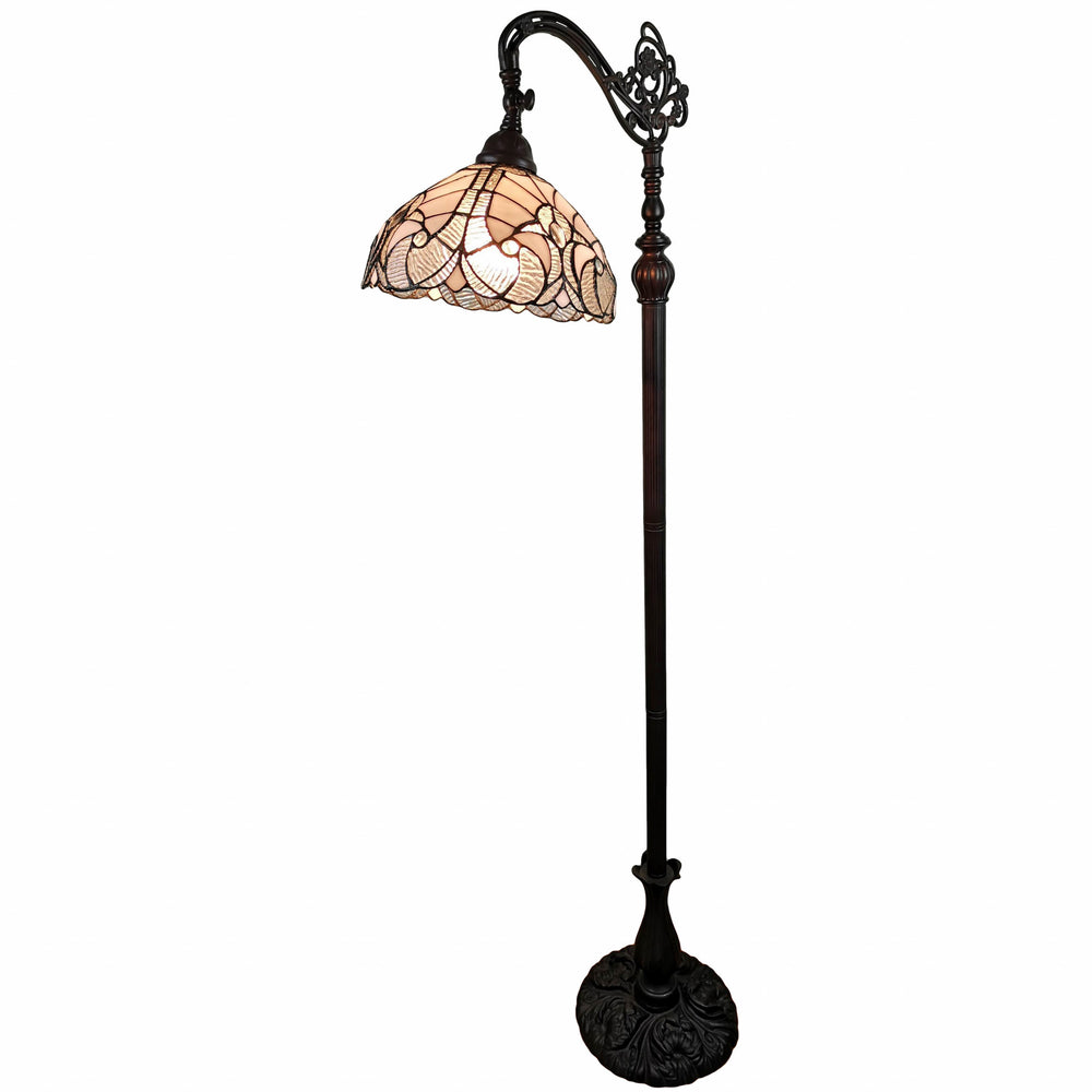 62" Brown Traditional Shaped Floor Lamp With White Stained Glass Bowl Shade - Homeroots - Flyclothing LLC