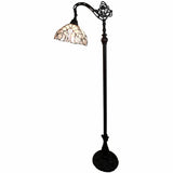62" Brown Traditional Shaped Floor Lamp With White Stained Glass Bowl Shade - Homeroots - Flyclothing LLC