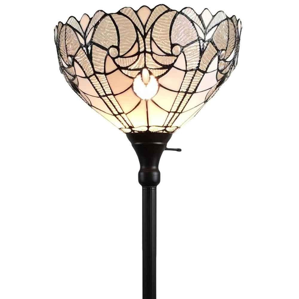 62" Brown Traditional Shaped Floor Lamp With White Stained Glass Bowl Shade - Homeroots - Flyclothing LLC