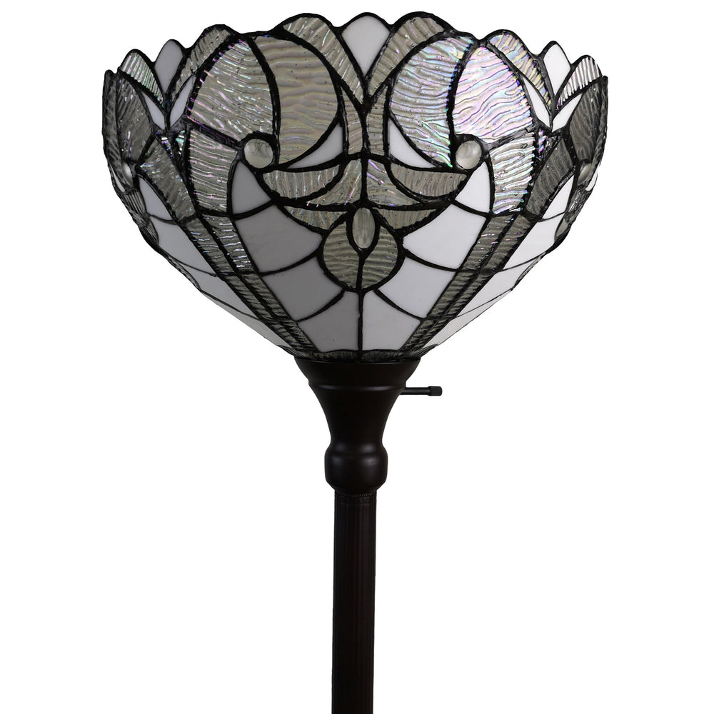 62" Brown Traditional Shaped Floor Lamp With White Stained Glass Bowl Shade - Homeroots - Flyclothing LLC