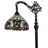 62" Brown Metal Arched Floor Lamp With Amber and Red Flowers Stained Glass Shade - Homeroots - Flyclothing LLC