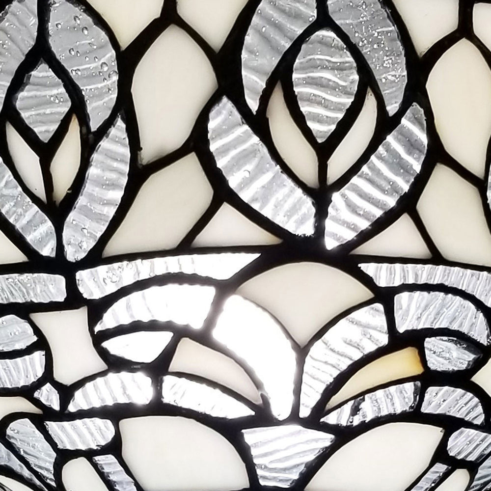 62" Brown Traditional Shaped Floor Lamp With White Peacock Feather Stained Glass Dome Shade - Homeroots - Flyclothing LLC