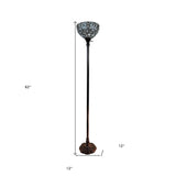 62" Brown Traditional Shaped Floor Lamp With White Peacock Feather Stained Glass Dome Shade - Homeroots - Flyclothing LLC