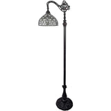 72" Brown Traditional Shaped Floor Lamp With White Peacock Feather Stained Glass Dome Shade - Homeroots - Flyclothing LLC