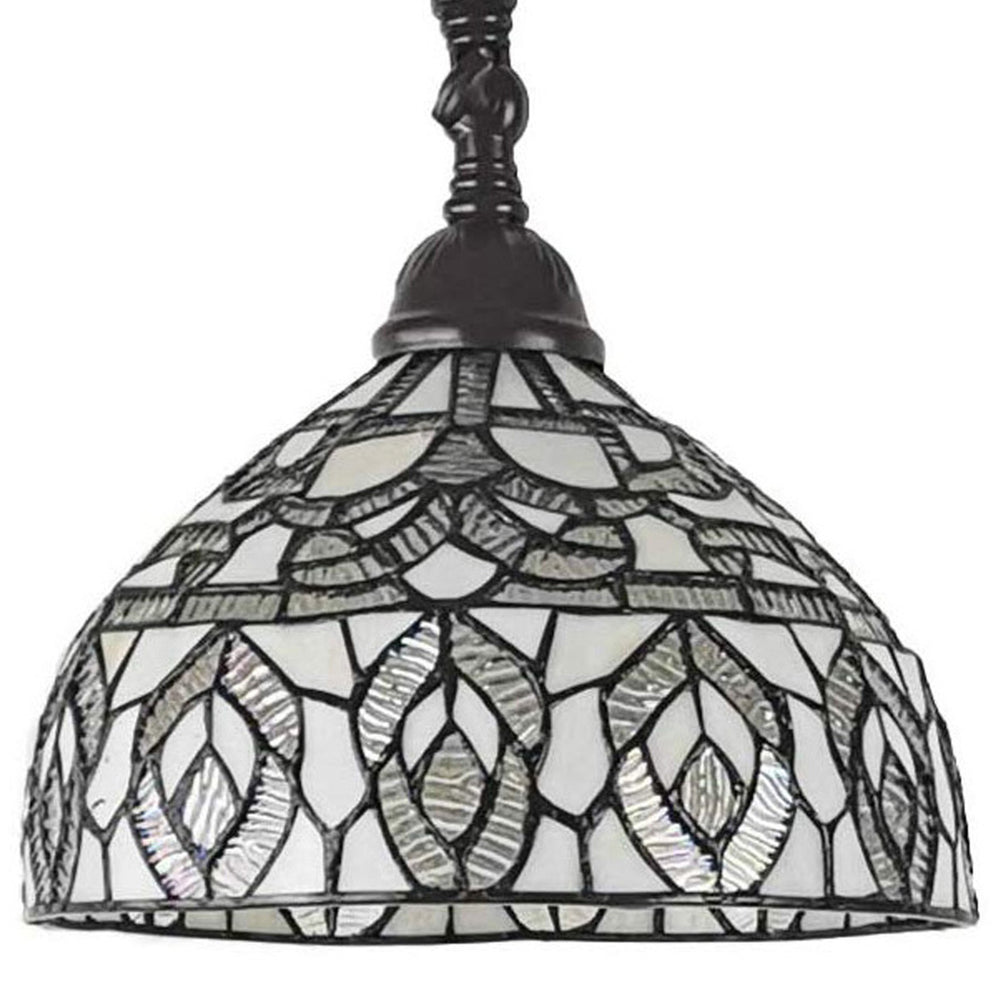 72" Brown Traditional Shaped Floor Lamp With White Peacock Feather Stained Glass Dome Shade - Homeroots - Flyclothing LLC