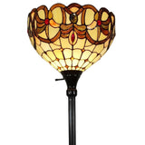 62" Brown Traditional Shaped Floor Lamp With White And Brown Stained Glass Bowl Shade - Homeroots - Flyclothing LLC