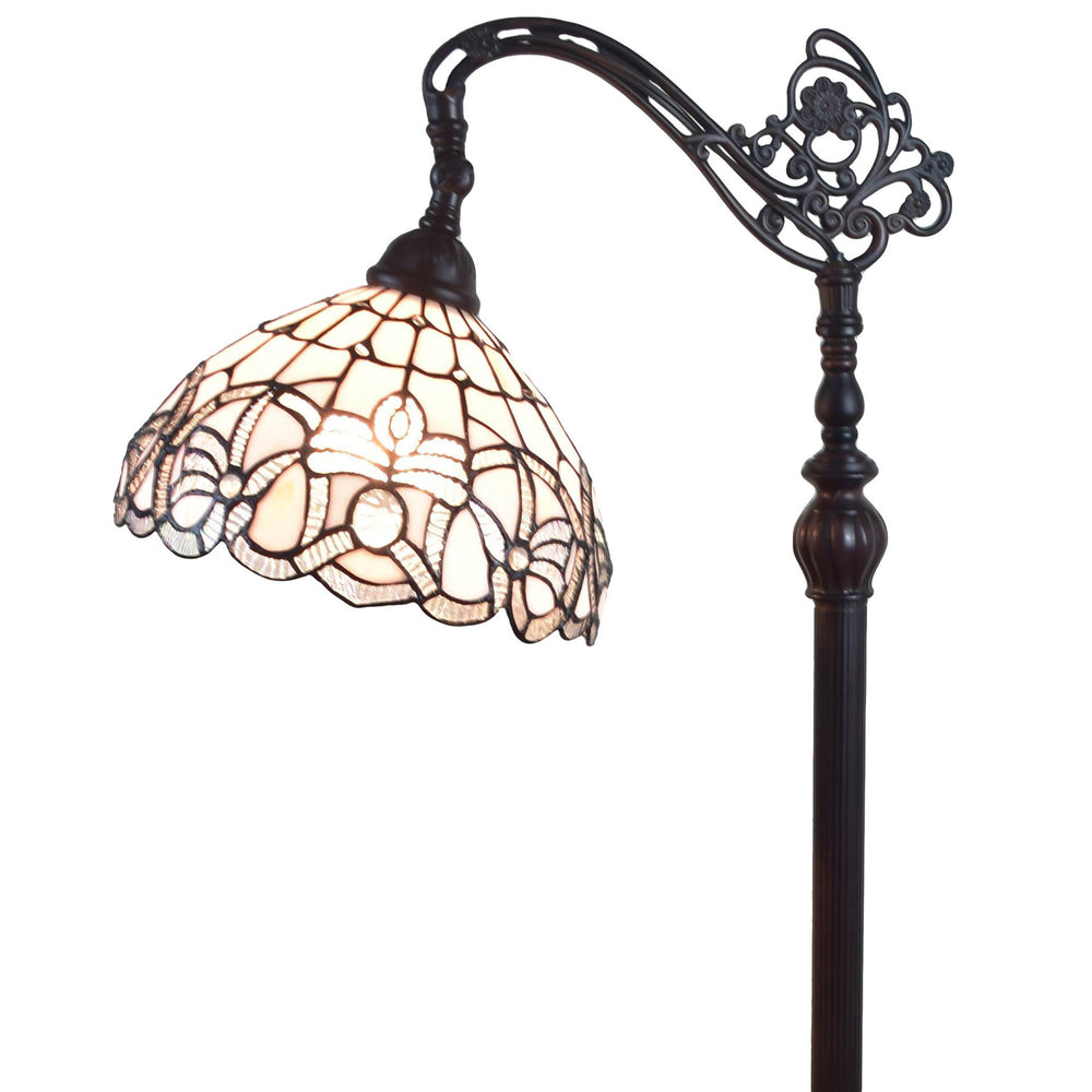 62" Brown Traditional Shaped Floor Lamp With White Stained Glass Bowl Shade - Homeroots - Flyclothing LLC