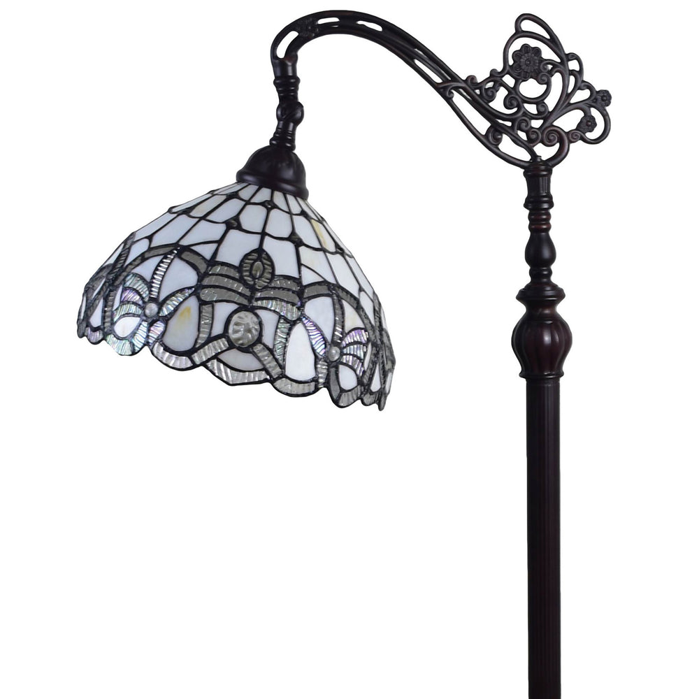 62" Brown Traditional Shaped Floor Lamp With White Stained Glass Bowl Shade - Homeroots - Flyclothing LLC