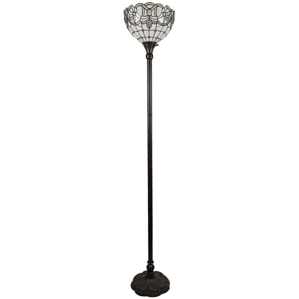 72" Brown Traditional Shaped Floor Lamp With Brown Stained Glass Bowl Shade - Homeroots - Flyclothing LLC