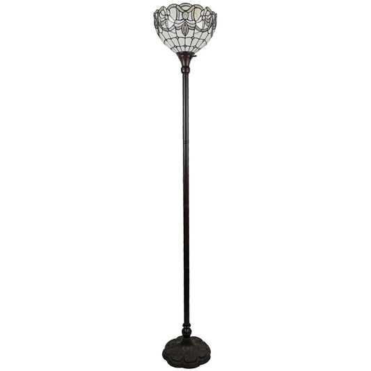 72" Brown Traditional Shaped Floor Lamp With Brown Stained Glass Bowl Shade - Homeroots