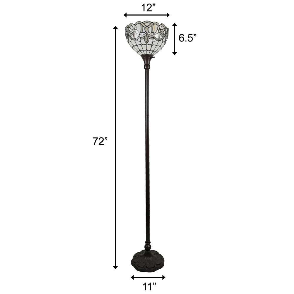 72" Brown Traditional Shaped Floor Lamp With Brown Stained Glass Bowl Shade - Homeroots - Flyclothing LLC
