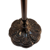 63" Brown Two Light Traditional Shaped Floor Lamp With Brown And White Stained Glass Drum Shade - Homeroots - Flyclothing LLC