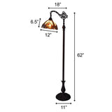 62" Brown Traditional Shaped Floor Lamp With Brown And Red Stained Glass Bowl Shade - Homeroots - Flyclothing LLC