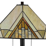 62" Brown Two Light Beige And Brown Geometric Stained Glass Floor Lamp - Homeroots - Flyclothing LLC