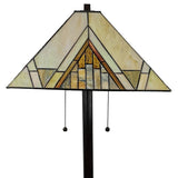 62" Brown Two Light Beige And Brown Geometric Stained Glass Floor Lamp - Homeroots - Flyclothing LLC