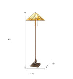 62" Brown Two Light Beige And Brown Geometric Stained Glass Floor Lamp - Homeroots - Flyclothing LLC