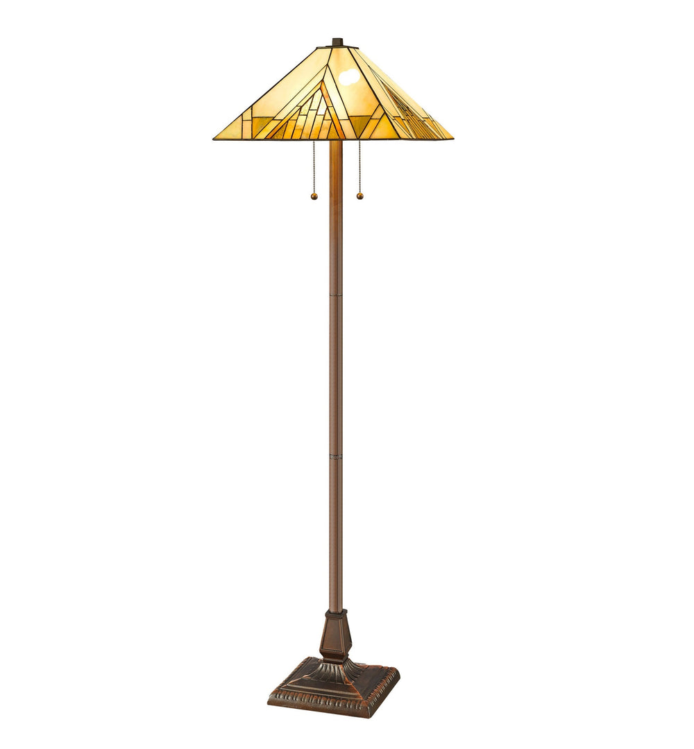 62" Brown Two Light Beige And Brown Geometric Stained Glass Floor Lamp - Homeroots - Flyclothing LLC