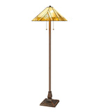 62" Brown Two Light Beige And Brown Geometric Stained Glass Floor Lamp - Homeroots - Flyclothing LLC