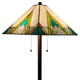 62" Brown Two Light Traditional Shaped Floor Lamp With Beige Green And Blue Geometric Stained Glass Empire Shade - Homeroots - Flyclothing LLC