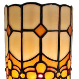 11" Brown and Beige Mosaic Tile Stained Glass Accent Lamp - Homeroots