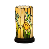 11" Beige and Green Dragonfly Stained Glass Accent Lamp - Homeroots - Flyclothing LLC