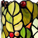 11" Green and Red Leaves and Berries Stained Glass Accent Lamp - Homeroots - Flyclothing LLC