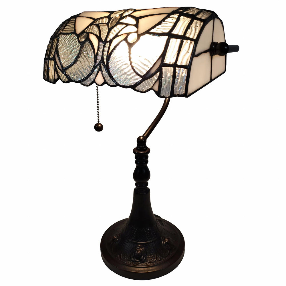 16" Dark Brown Table Lamp With White and Silver Shade - Homeroots