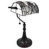 16" Dark Brown Table Lamp With White and Silver Shade