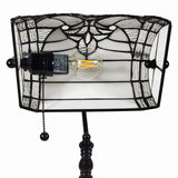 16" Dark Brown Table Lamp With White and Silver Shade - Homeroots