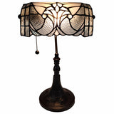 16" Dark Brown Table Lamp With White and Silver Shade - Homeroots