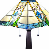 22" Dark Brown Metal Two Light Candlestick Table Lamp With Blue and Beige Shade - Homeroots - Flyclothing LLC