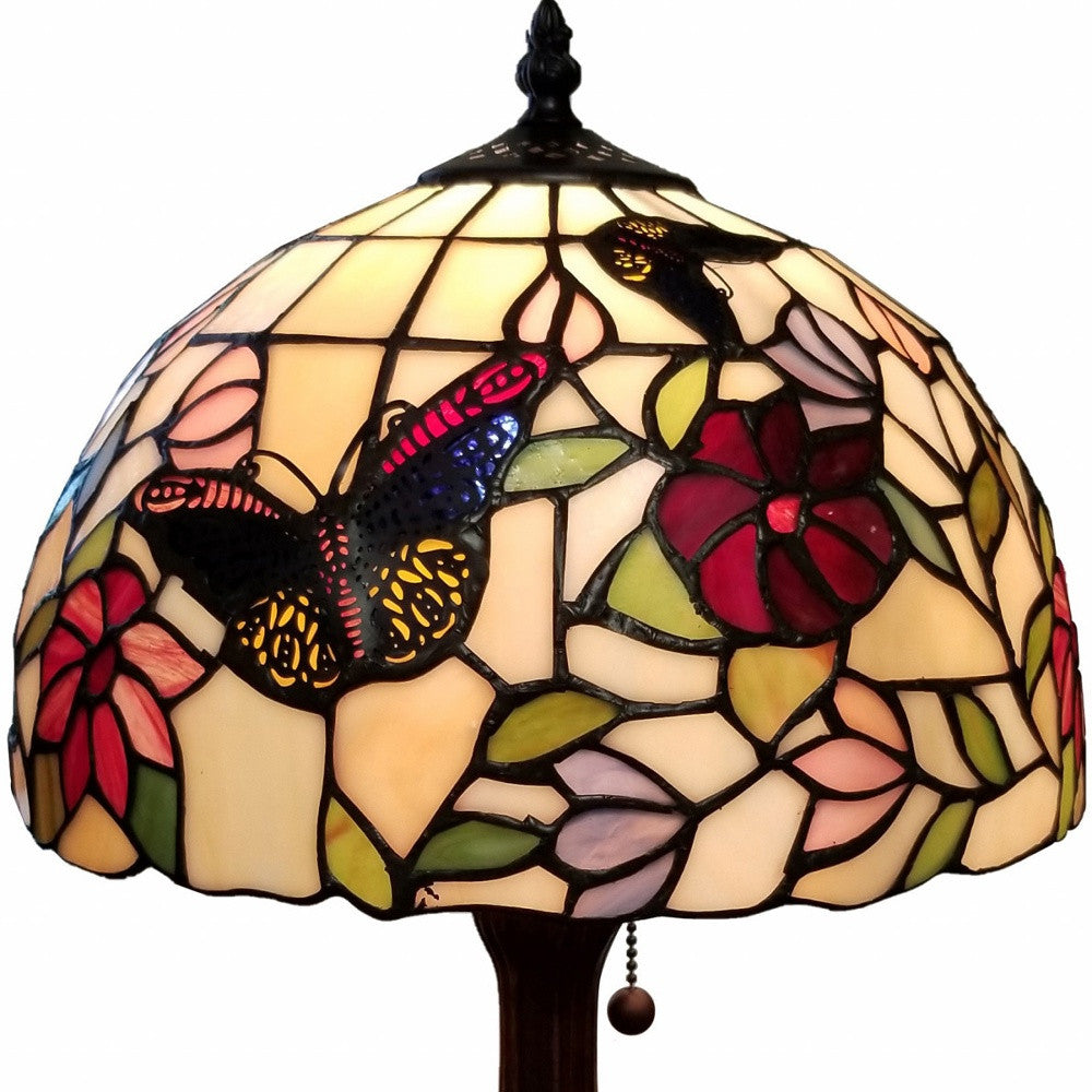 19" Dark Brown Metal Candlestick Table Lamp With Red and Black Dome Shade - Homeroots - Flyclothing LLC