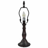 15" Dark Brown Metal Candlestick Table Lamp With Red and Black Novelty Shade - Homeroots - Flyclothing LLC