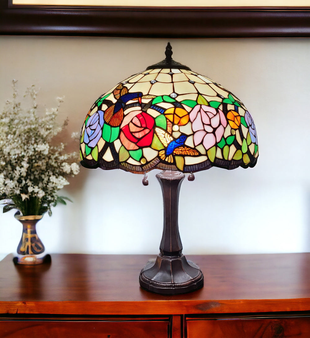 23" Dark Brown Metal Two Light Candlestick Table Lamp With Brown and Ivory Shade - Homeroots - Flyclothing LLC