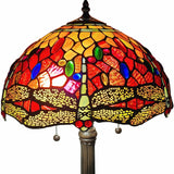 22" Dark Brown Metal Two Light Candlestick Table Lamp With Red and Black Shade - Homeroots - Flyclothing LLC